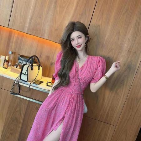 BY15530# 大码女装浪漫碎花连衣裙新款胖妹妹气质海边旅游度假风裙子 服裝批發女裝批發服飾貨源