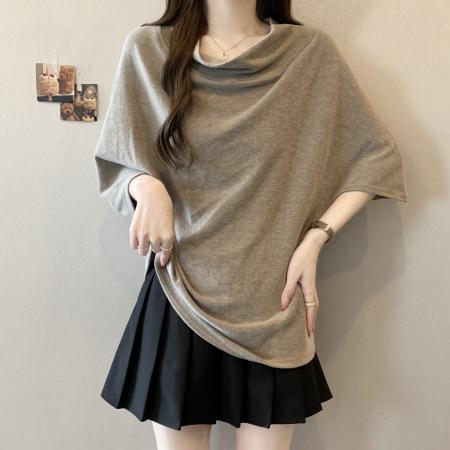BY15536# 荡领蝙蝠袖慵懒百搭宽松夏季新款大码上衣胖MM内搭打底T恤女 服裝批發女裝批發服飾貨源