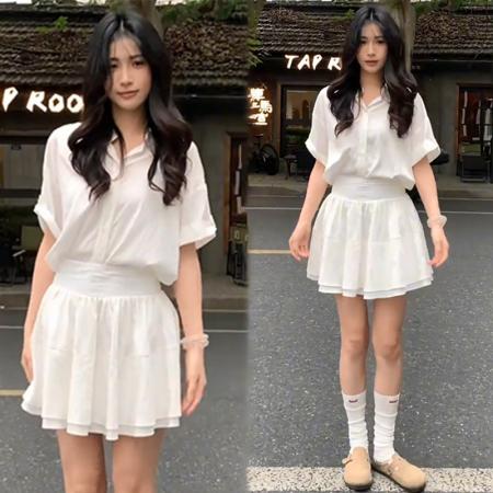 BY15541# 白月光套装衬衣裙子套装 服裝批發女裝批發服飾貨源