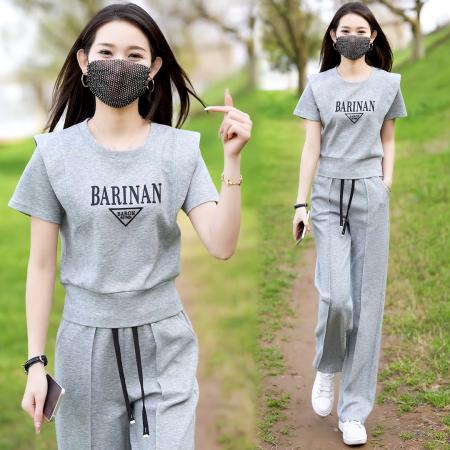 BY15554# 设计感休闲短袖套装女夏季新款时尚洋气减龄裤子两件套 服裝批發女裝批發服飾貨源