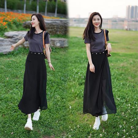 BY15556# 女士新款连衣裙时尚套装夏季高级短裙+网纱半身裙两件套 服裝批發女裝批發服飾貨源