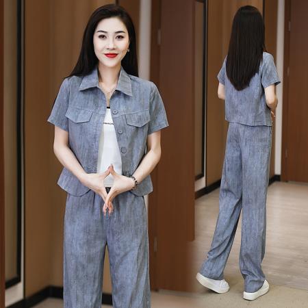 BY15557# 休闲套装女夏季新款洋气显瘦立领大码运动服两件套 服裝批發女裝批發服飾貨源