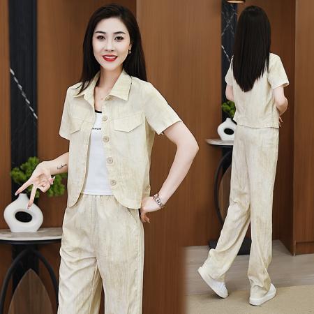 BY15557# 休闲套装女夏季新款洋气显瘦立领大码运动服两件套 服裝批發女裝批發服飾貨源