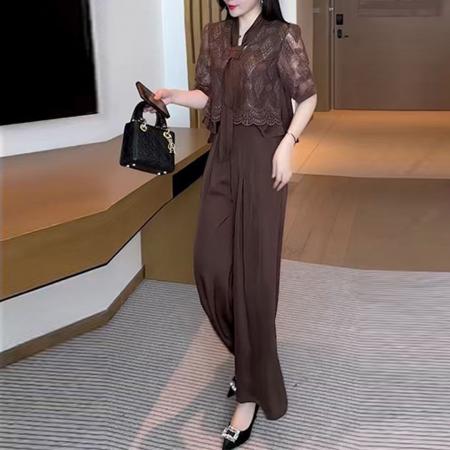 BY15563# 夏季款时尚休闲穿搭女气质显瘦减龄时髦蕾丝两件套 服裝批發女裝批發服飾貨源