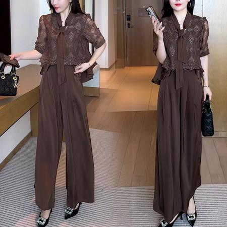 BY15563# 夏季款时尚休闲穿搭女气质显瘦减龄时髦蕾丝两件套 服裝批發女裝批發服飾貨源