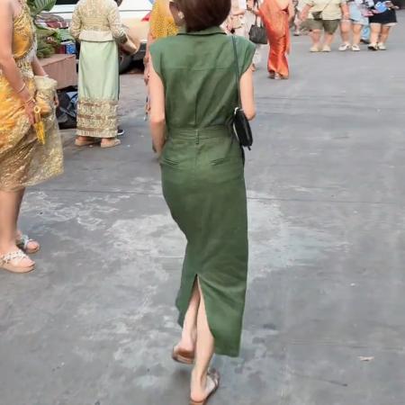 BY15567# 夏季新款度假通勤高智风亚麻开叉收腰显瘦衬衫连衣裙女 服裝批發女裝批發服飾貨源
