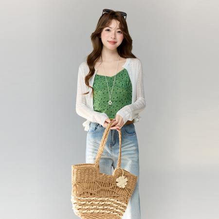 BY15586# 性法式温柔风碎花无袖吊带背心女修身显瘦掐腰辣妹上衣夏 服裝批發女裝批發服飾貨源