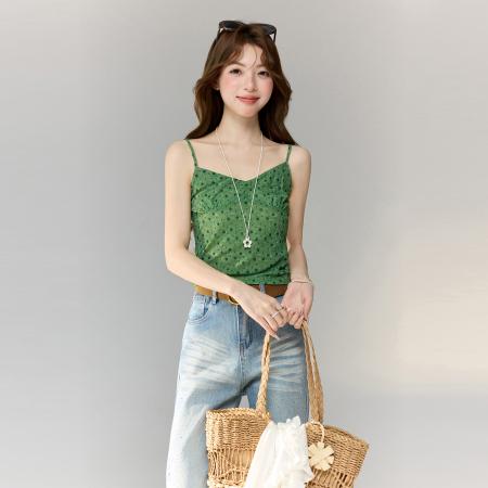 BY15586# 性法式温柔风碎花无袖吊带背心女修身显瘦掐腰辣妹上衣夏 服裝批發女裝批發服飾貨源