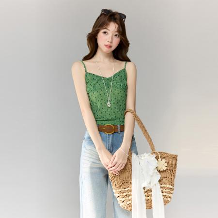 BY15586# 性法式温柔风碎花无袖吊带背心女修身显瘦掐腰辣妹上衣夏 服裝批發女裝批發服飾貨源