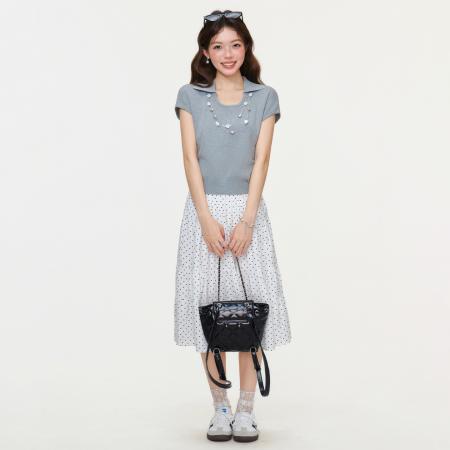 BY15596# 灰色u领针织正肩短袖t恤女新款夏修身短款小个子上衣 服裝批發女裝批發服飾貨源