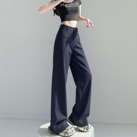 BY15611# 牛仔裤女夏季薄款新款垂感天丝冰丝夏天裤子大码直筒阔腿裤 服裝批發女裝批發服飾貨源