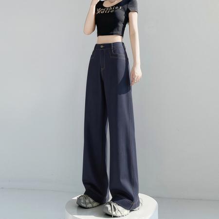 BY15611# 牛仔裤女夏季薄款新款垂感天丝冰丝夏天裤子大码直筒阔腿裤 服裝批發女裝批發服飾貨源