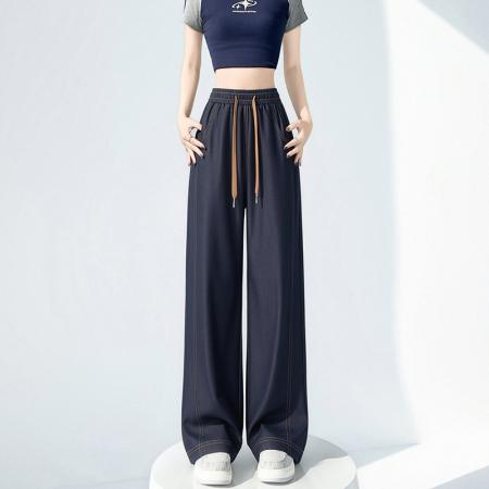 BY15612# 大码牛仔裤高腰天丝窄版直筒阔腿裤夏季薄款冰丝胖mm拖地裤 服裝批發女裝批發服飾貨源