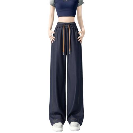 BY15612# 大码牛仔裤高腰天丝窄版直筒阔腿裤夏季薄款冰丝胖mm拖地裤 服裝批發女裝批發服飾貨源