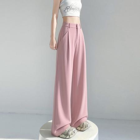 BY15617# 灰色西装阔腿裤女春夏季新款高腰垂感宽松休闲小个子直筒西裤 服裝批發女裝批發服飾貨源