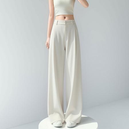 BY15617# 灰色西装阔腿裤女春夏季新款高腰垂感宽松休闲小个子直筒西裤 服裝批發女裝批發服飾貨源