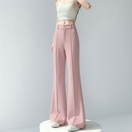 BY15618# 冰丝西装微喇叭裤女夏季薄款新款轻薄小个子高腰显瘦黑色裤子 服裝批發女裝批發服飾貨源