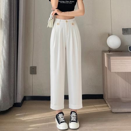 BY15619# 抗皱宽松显瘦梨型身材裤子小个子九分休闲裤女冰丝萝卜哈伦裤春夏 服裝批發女裝批發服飾貨源