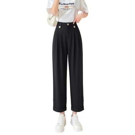 BY15619# 抗皱宽松显瘦梨型身材裤子小个子九分休闲裤女冰丝萝卜哈伦裤春夏 服裝批發女裝批發服飾貨源