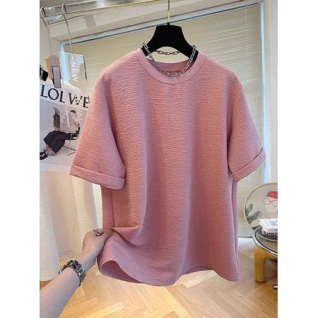 BY15626# 韩版简约百搭宽松胖MM300斤大码圆领休闲纯色短袖T恤夏季显瘦上衣 服裝批發女裝批發服飾貨源