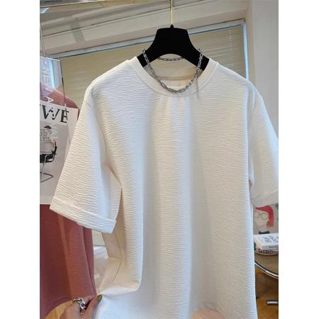 BY15626# 韩版简约百搭宽松胖MM300斤大码圆领休闲纯色短袖T恤夏季显瘦上衣 服裝批發女裝批發服飾貨源