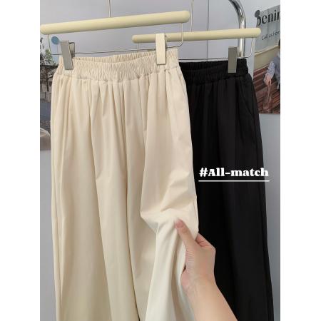 BY15628# 黑色设计感花朵休闲阔腿裤女甜美森系小个子宽松慵懒裙裤子 服裝批發女裝批發服飾貨源