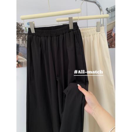 BY15628# 黑色设计感花朵休闲阔腿裤女甜美森系小个子宽松慵懒裙裤子 服裝批發女裝批發服飾貨源