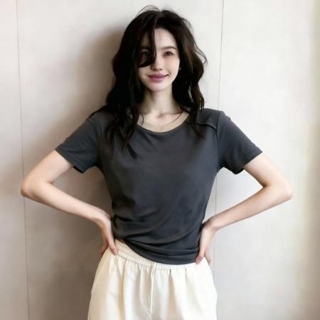 BY15633# 夏季新款撞色圆领拼接正肩设计修身显瘦短袖T恤上衣女 服裝批發女裝批發服飾貨源