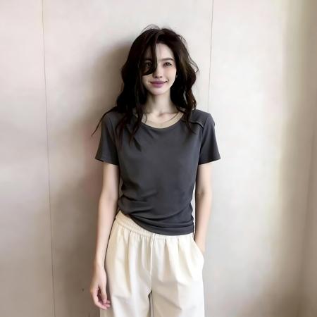 BY15633# 夏季新款撞色圆领拼接正肩设计修身显瘦短袖T恤上衣女 服裝批發女裝批發服飾貨源