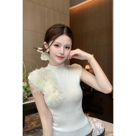 BY15663# 法式夏季纯欲辣妹薄款针织上衣女气质修身显瘦内搭外穿背心  服裝批發女裝批發服飾貨源