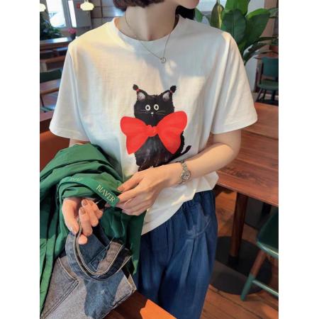 BY15673# 纯棉短袖T恤女夏韩版新款设计感卡通宽松大码oversize上衣  服裝批發女裝批發服飾貨源