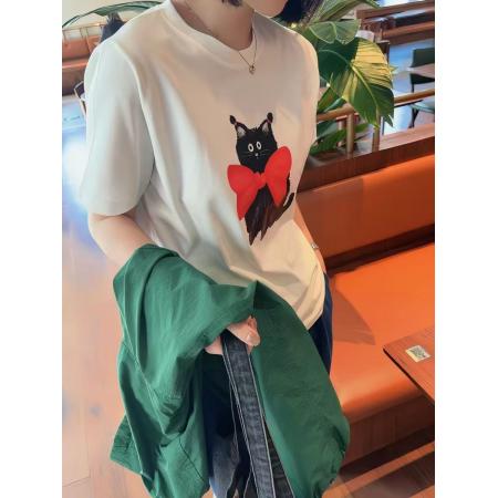 BY15673# 纯棉短袖T恤女夏韩版新款设计感卡通宽松大码oversize上衣  服裝批發女裝批發服飾貨源