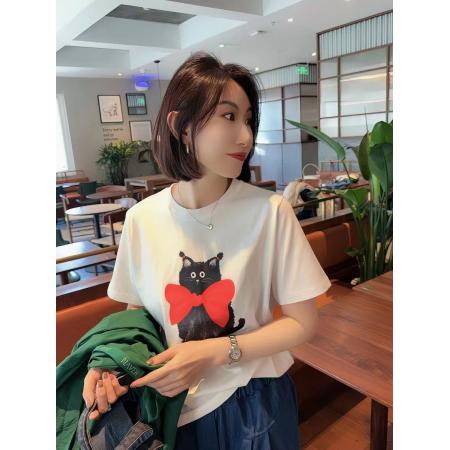 BY15673# 纯棉短袖T恤女夏韩版新款设计感卡通宽松大码oversize上衣  服裝批發女裝批發服飾貨源