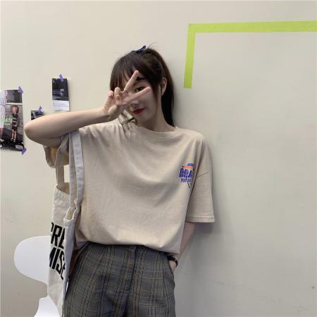 BY15676# 纯棉短袖T恤女夏韩版新款设计感卡通宽松大码oversize上衣  服裝批發女裝批發服飾貨源