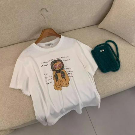 BY15677# 纯棉短袖T恤女夏韩版新款设计感卡通宽松大码oversize上衣  服裝批發女裝批發服飾貨源