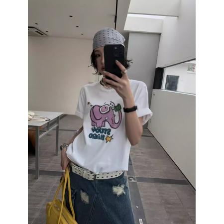 BY15680# 春夏装短袖T恤女韩版印花  服裝批發女裝批發服飾貨源