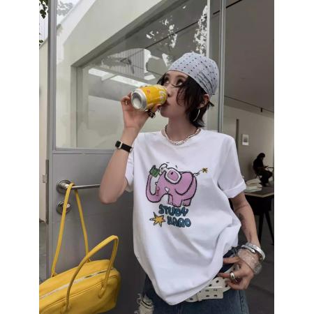 BY15680# 春夏装短袖T恤女韩版印花  服裝批發女裝批發服飾貨源