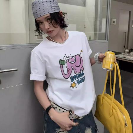 BY15680# 春夏装短袖T恤女韩版印花  服裝批發女裝批發服飾貨源