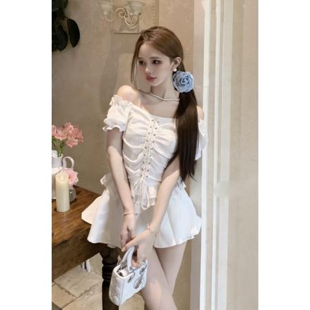 BY15690# 法式上衣气质别致夏季新款小众设计泡泡袖甜美减龄短袖衬衫  服裝批發女裝批發服飾貨源