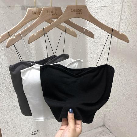 BY15719# 内搭吊带小背心早春打底衫女外穿白色网红美背带胸垫裹胸抹胸上衣  服裝批發女裝批發服飾貨源