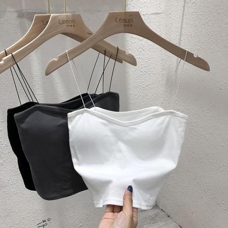BY15719# 内搭吊带小背心早春打底衫女外穿白色网红美背带胸垫裹胸抹胸上衣  服裝批發女裝批發服飾貨源