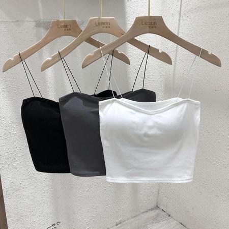 BY15719# 内搭吊带小背心早春打底衫女外穿白色网红美背带胸垫裹胸抹胸上衣  服裝批發女裝批發服飾貨源