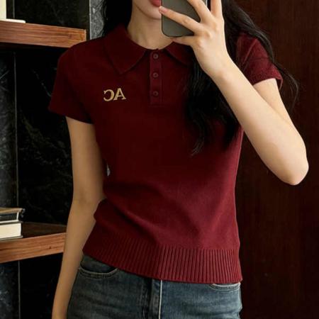BY15721# 时尚休闲polo领短袖t恤女夏季新款轻奢显瘦巨好看针织衫上衣  服裝批發女裝批發服飾貨源