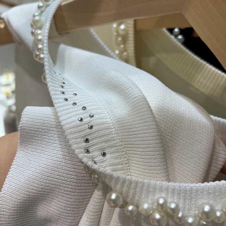 BY15736# 白色吊带背心女新款夏修身薄款冰丝针织钉珠装饰圆领无袖上衣  服裝批發女裝批發服飾貨源