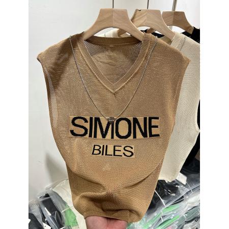 BY15738# 针织衫冰爽丝字母短袖针织上衣短款小个子薄款上新休闲百搭洋气  服裝批發女裝批發服飾貨源