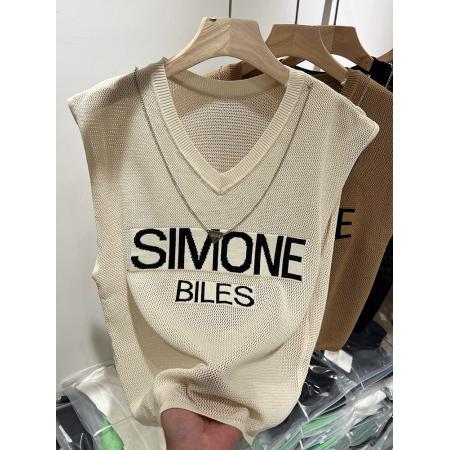 BY15738# 针织衫冰爽丝字母短袖针织上衣短款小个子薄款上新休闲百搭洋气  服裝批發女裝批發服飾貨源