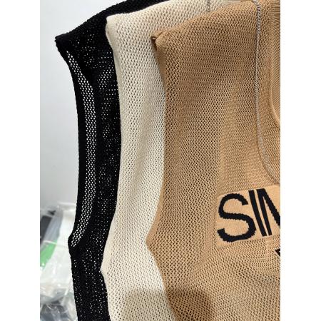 BY15738# 针织衫冰爽丝字母短袖针织上衣短款小个子薄款上新休闲百搭洋气  服裝批發女裝批發服飾貨源