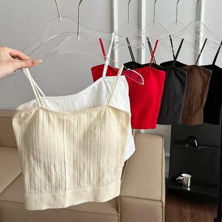 BY15743# 复古麻花短款针织小吊带背心女夏内搭遮副乳叠穿抹胸冰丝外穿上衣  服裝批發女裝批發服飾貨源