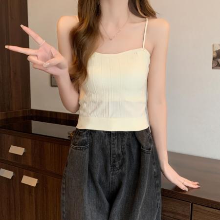 BY15743# 复古麻花短款针织小吊带背心女夏内搭遮副乳叠穿抹胸冰丝外穿上衣  服裝批發女裝批發服飾貨源