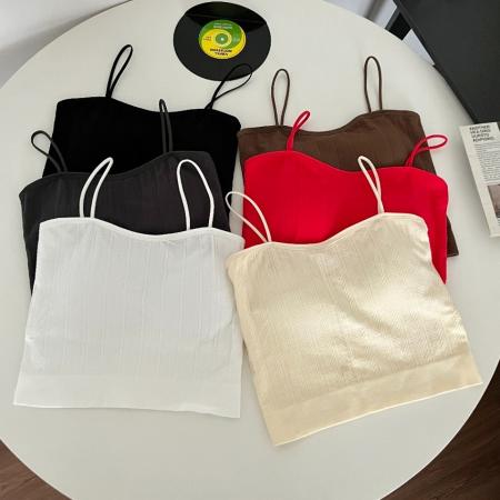 BY15743# 复古麻花短款针织小吊带背心女夏内搭遮副乳叠穿抹胸冰丝外穿上衣  服裝批發女裝批發服飾貨源